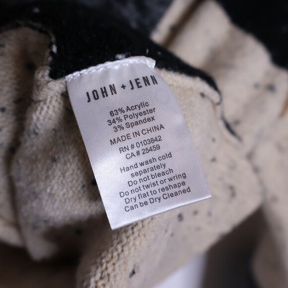 JOHN & JENN Speckled Colorblock Sweater Beige Knit Crewneck Casual Women's M - Picture 9 of 9